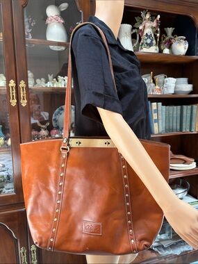 Patricia Nash Cognac Leather Rivet Tote